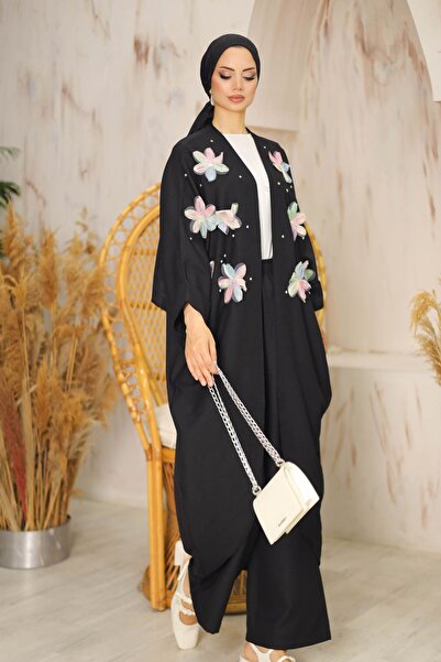 SHİROSA Σετ κιμονό με διπλό floral σχέδιο