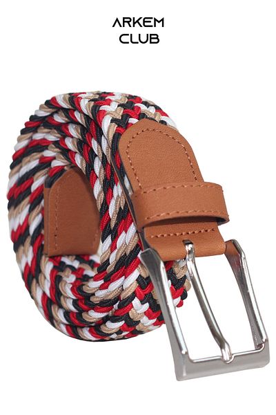 Arkem Kemer 3.5 Cm Wide Elastic Knitted Belt - Khaki Blue, White, Black, Beige, Red, Gray, Mink Orange