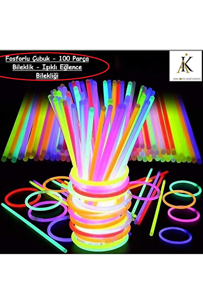 Genel Markalar 50 Adet Fosforlu Çubuk Işıklı Parti Aydınlatma Çubuk Işıklı Eğ...