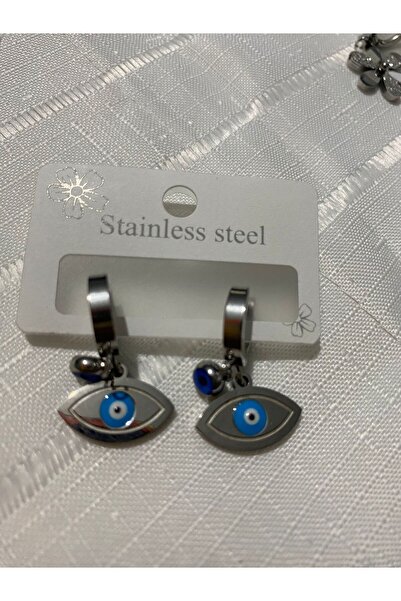 Fasion Jewelry MİNİMAL GÖZ DETAYLI SARI/GRİ SALLANTILI  KÜPE