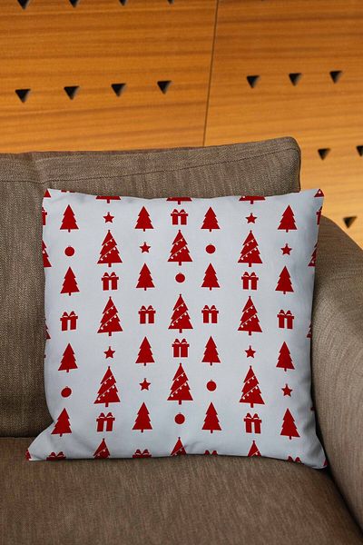 Şah Dekor New Year's Themed Santa Claus Figured Red and White Colors 4-Piece Digital Printed Throw Pillow Cover