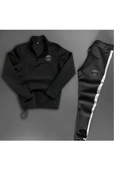 ByFourMan Unisex Printed Half Zipper Black Scuba Suit