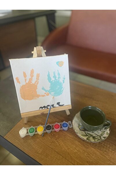tuvval Tuval-aile-bebek-el ayak izi-hatıra- 25x35 tuval+6lı parmak boya+fırça