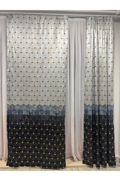 ilya Dijital Baskı | Fon | Düz dikiş | Ekstraforlu | Tek parça | Mavi Siyah B...