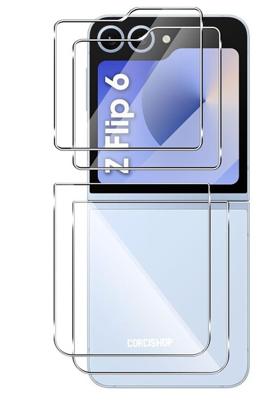 corcishop Samsung Galaxy Z Filp 6 Uyumlu Arka 2in1 Kasa Koruyucu Film Şeffaf ...