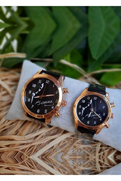 STONY Çift Saatleri Sevgili Saati Kemal Atatürk Silueti ve İmzası Çift Kol Sa...