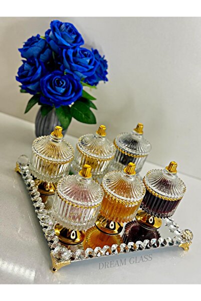 Dream glass 6 KİŞİLİK KAPAKLI LÜX LOKUMLUK & ŞEKERLİK & REÇELLİK
