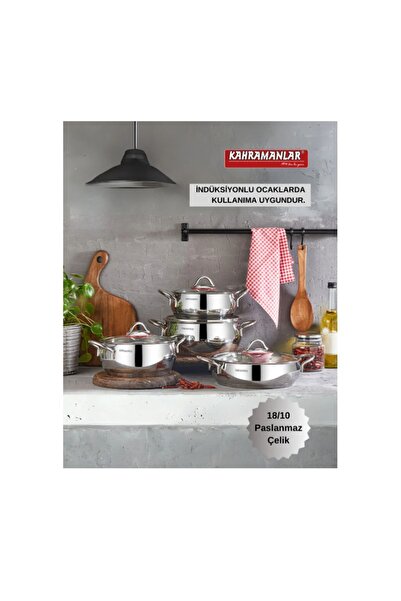 Genel Markalar Kahramanlar Elit Prime Silver 8 Parça Çelik Tencere Seti