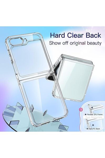 Nezih Case Samsung Galaxy Z Flip 5 Compatible Magneticsafe Crystal Transparent 360 Protection Full Compatible Case