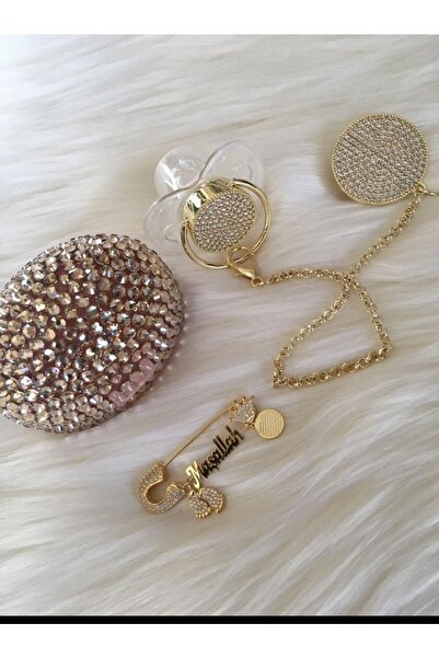 Ebrar Çeyiz Taşlı Emzik.emzik Zinciri Ve Emzik Kabı