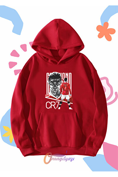 oneagılyazı Детски унисекс голям суичър с качулка с принт Ronaldo CR7