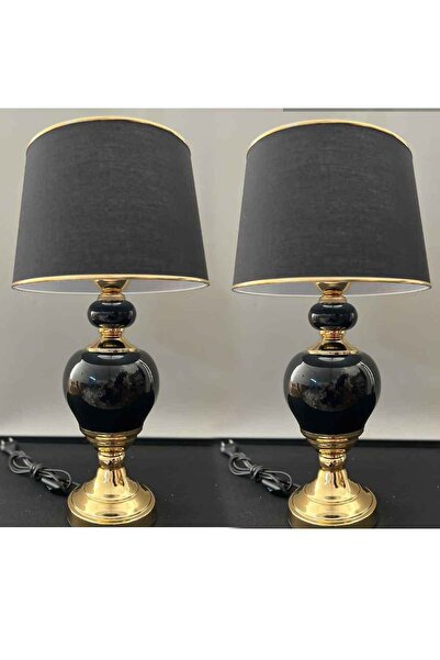 Fırsat Oyuncak Abajur Modern Metal Desenli Abajur 2 Adet Siyah