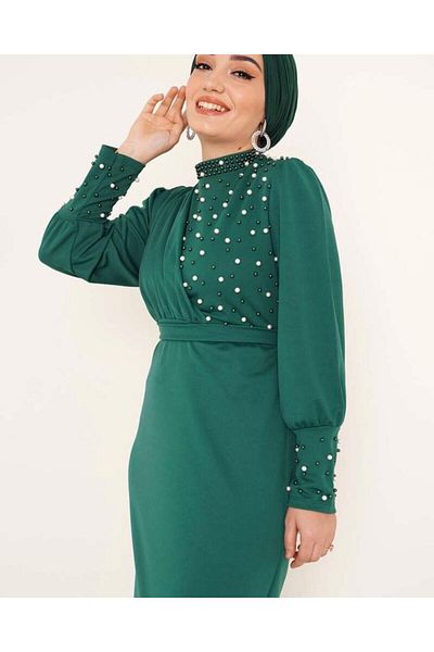 modasindoma Pearl Detailed Women's Dress for Special Occasions