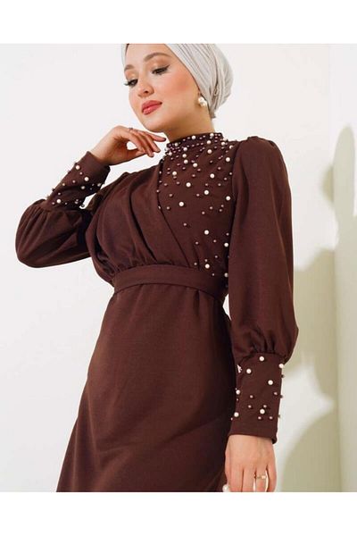 modasindoma Pearl Detailed Women's Dress for Special Occasions