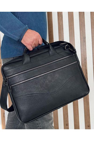 Deribag Black Genuine Leather Bag - Laptop, Computer and Briefcase