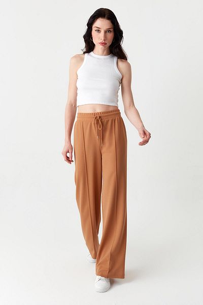 Select Moda Women's Elastic Waist Wide Leg Fabric Trousers