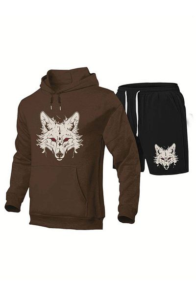AMMA Wolf Printed Unisex Sweatshirt and Tracksuit Set - 3 Thread