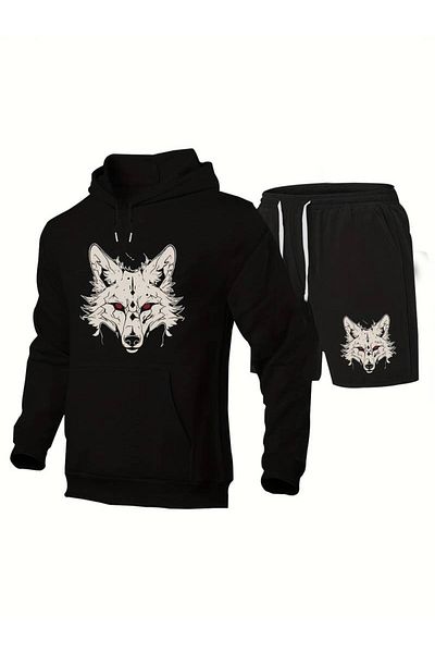 AMMA Wolf Printed Unisex Sweatshirt and Tracksuit Set - 3 Thread