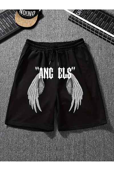 AMMA Premium χτενισμένο βαμβακερό Unisex σορτς - Angels Printed