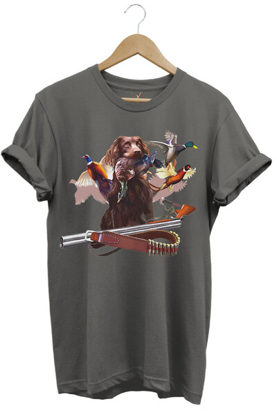 WİDİ Тениска с щампа за ловно куче и горски бекас с щампа за птици и дива при...