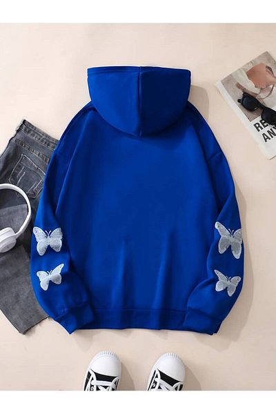 AMMA Βαμβακερή ζακέτα Unisex Oversize με στάμπα πεταλούδας - με φερμουάρ