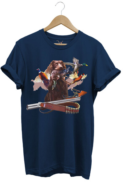 WİDİ Тениска с щампа за ловно куче и горски бекас с щампа за птици и дива при...