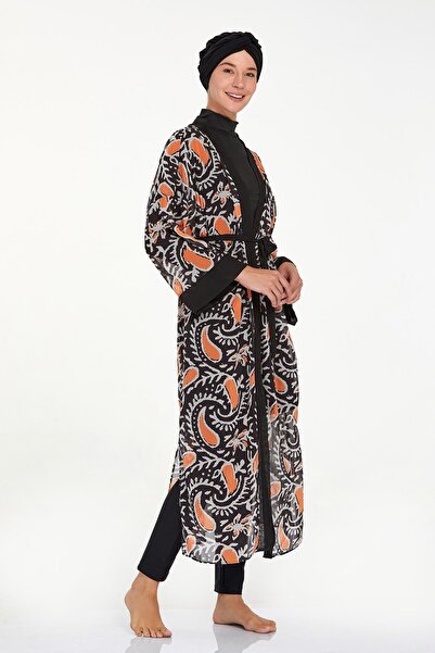 Remsa Mayo Roxana 6108 Black Single Pareo Kaftan - on Swimsuit