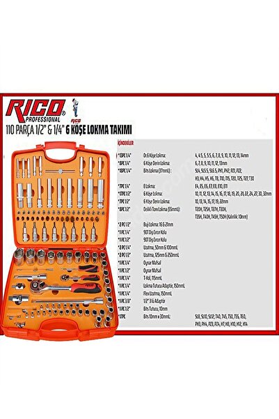 ÖZGÜN مجموعة مفاتيح ريكو 110 قطعة 1/2 1/4 مجموعة مفاتيح ربط المنتج الاحترافية