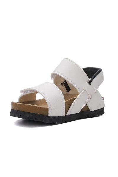 Nstil Zilnic Copii Sandale albe unisex Glezna Velcro Talpa groasa ajustabila Pantofi usori confortabili 316