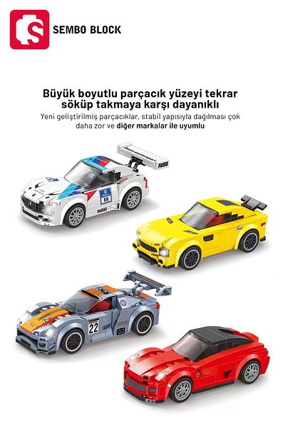 Sembo Block متوافق مع مرسيدس بنز GT-S 201 Lego 607052   مكعبات بناء المسار