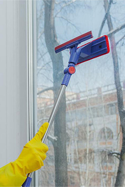 Chermik Teleskopik MOP Çift Taraflı Pratik Cam Silme Aparatı Cam Silme MOPU Mikrofiber Bezli Cam Silecek