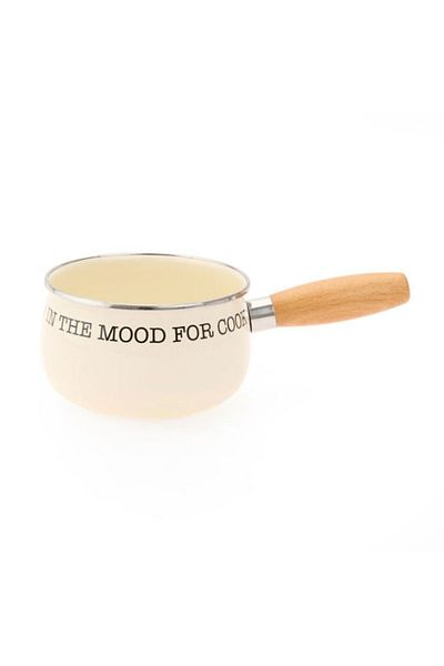 MİEN Mien bubble Enamel Sauce Pan - Cream 14 cm - Emy-1009b