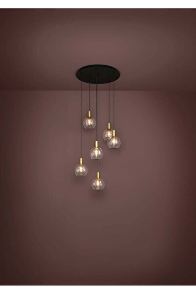 Eglo 390279 "TERQUE" 150 Cm Yüksekliğinde Çelik Siyah, Fırçalanmış Pirinç Sarkıt Avize