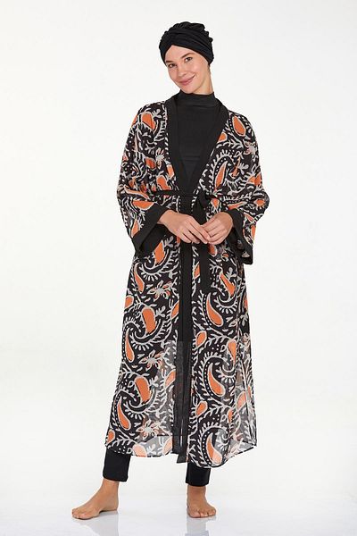 Remsa Mayo Roxana 6108 Black Single Pareo Kaftan - On Swimsuit