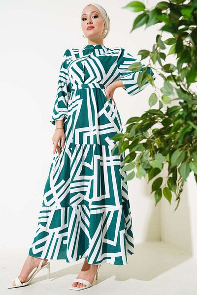 VOLT CLOTHİNG Viskose Damenkleid - Streifenmuster