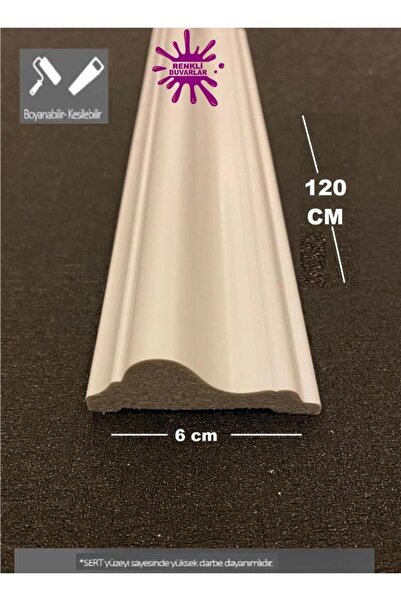 Renkli Duvarlar 6cm x 120cm Poliüretan Klasik Duvar Çıtası Boyanabilir Çıta B...