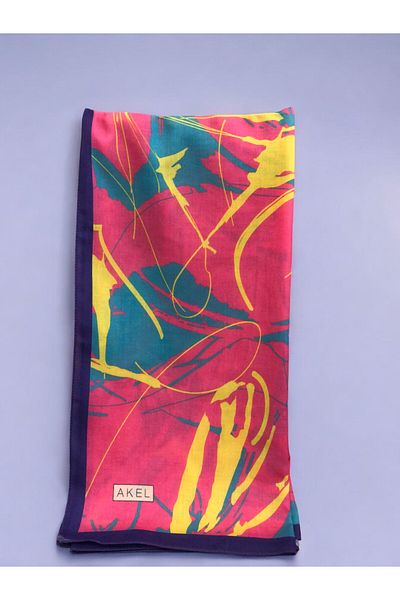 Akel Ψηφιακό μαλακό κασκόλ με παστέλ σχέδιο - 95x95 cm