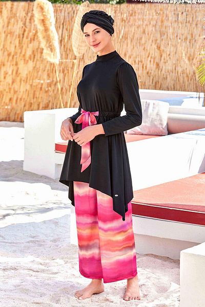 Remsa Mayo Gael 4517 Πλήρως κλειστό και Lycra Hijab μαγιό - Φαρδύ πόδι μαύρο