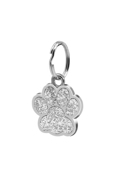 PATİMİO Isme Özel Simli Çelik Kedi Köpek Isimlik Künyesi Gri