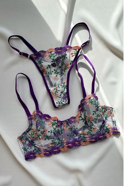 MILANOFOX Set de chiloți și sutien cu broderie florală