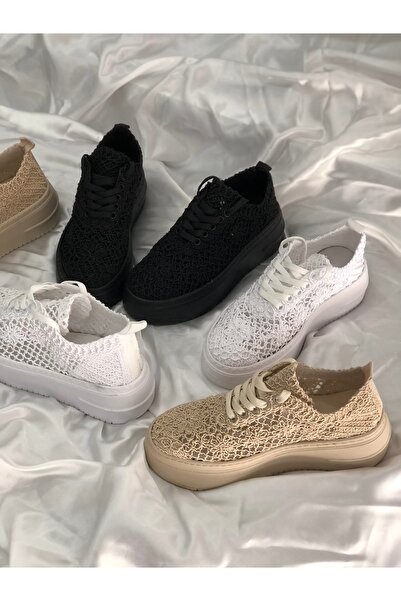 Hg Ayakkabı Mabel Жіночі білі в'язані кросівки на щодень