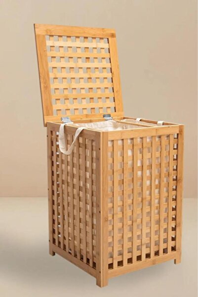 Atbyhome Bambu Çamaşır Sepeti - Kirli Sepeti 45x45x62 cm