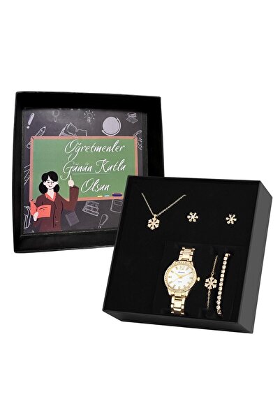 Forentina Altın Kaplama Kar Tanesi Kolye Küpe Bileklik Saat Öğretmenler Günü ...