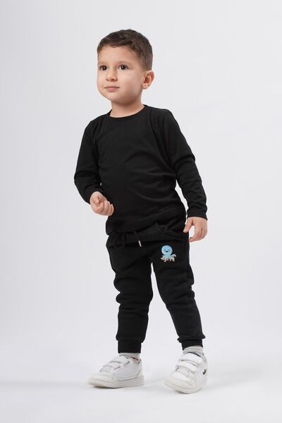Lissa Kids Unisex Basic Uzun Kollu Siyah Çocuk T-Shirt 3lü Paket