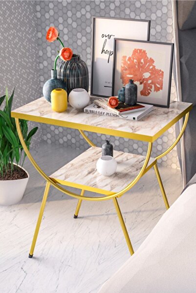 GOLDFALEZ Yan Sehpa Komodin Metal Ayak Gold Efes 1984