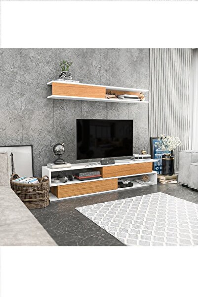 Decorotika Sims Tv Ünitesi Beyaz Teak