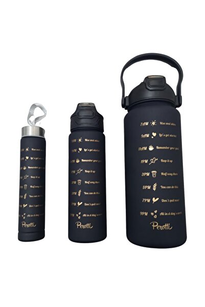 MİCOKRTSYE MOTİVASYON Su Matarası 3'lü Set BPA'sız Su Şişesi Suluk