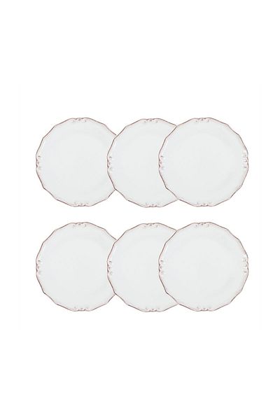 Mudo Home Set of 6 Ecru Cake Plates - 20cm