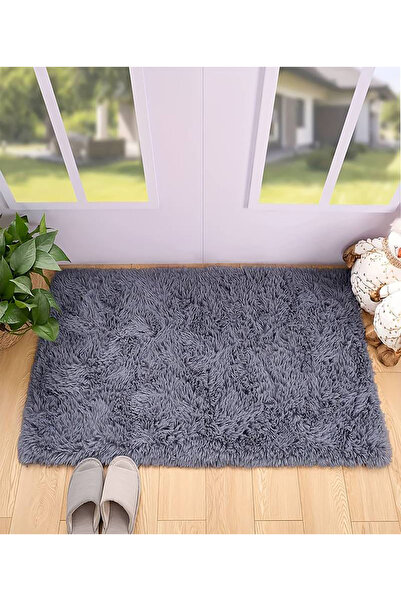 Rugby Home Sürpriz Ev Tekstil Antrasit Renk Peluş Yıkanabilir Halı