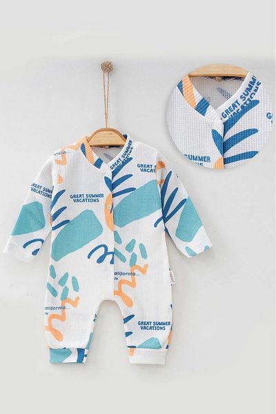 Alpiu 100% Cotton Palm Printed Baby Boy Jumpsuit